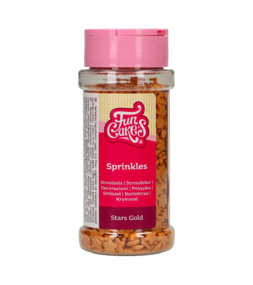 Sprinkles estrellas oro 60gr - FUNCAKES (PRONTA CADUCIDAD: 31/10/2024)