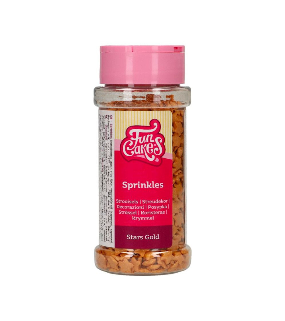 Sprinkles estrellas oro 60gr - FUNCAKES (PRONTA CADUCIDAD: 31/10/2024)