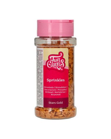 Sprinkles estrellas oro 60gr - FUNCAKES (PRONTA CADUCIDAD: 31/10/2024)