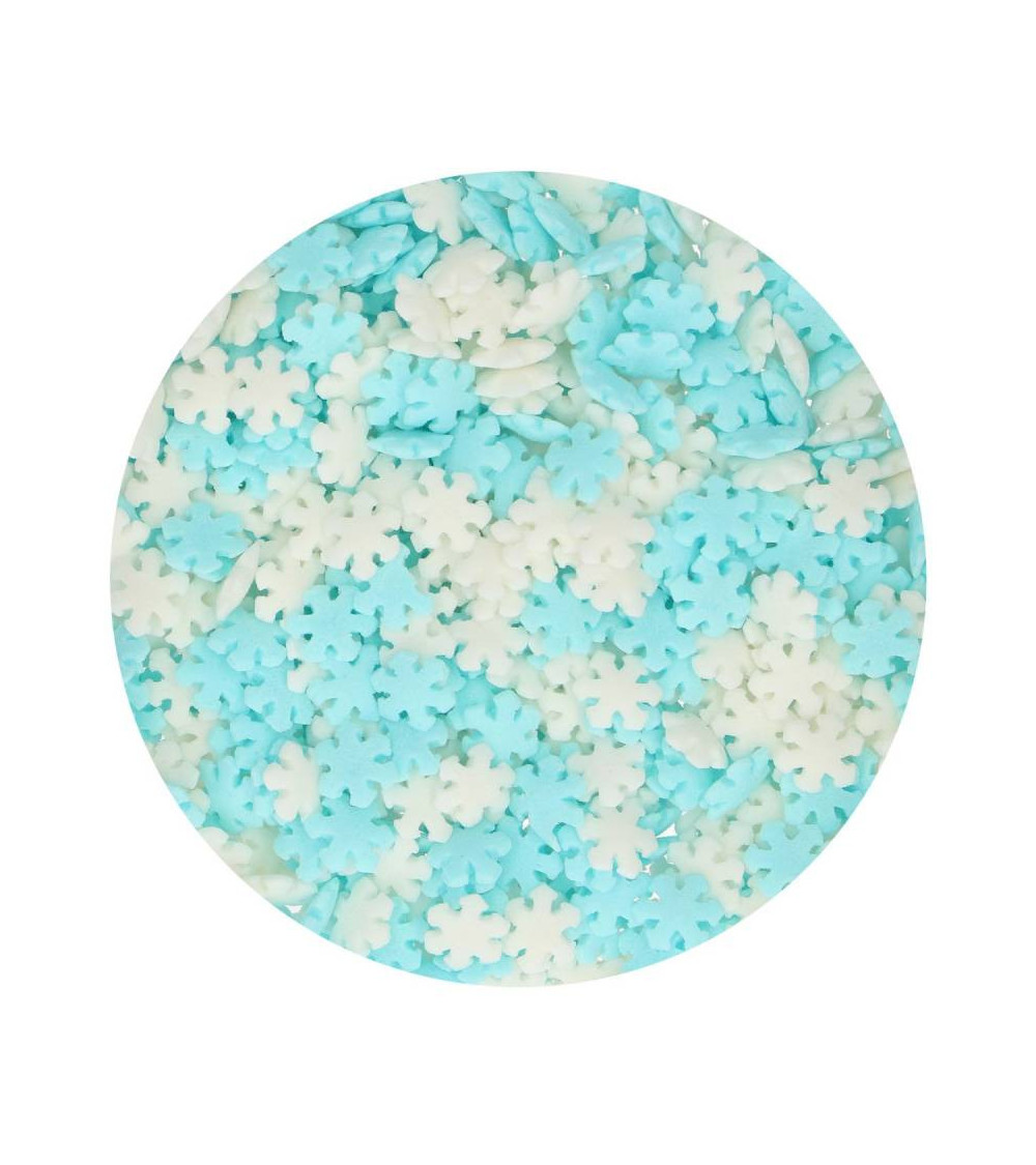 Sprinkles copos de nieve azul y blanco 50gr - FUNCAKES (PRONTA CADUCIDAD: 30/11/2024)