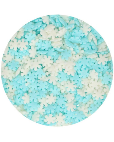 Sprinkles copos de nieve azul y blanco 50gr - FUNCAKES (PRONTA CADUCIDAD: 30/11/2024)