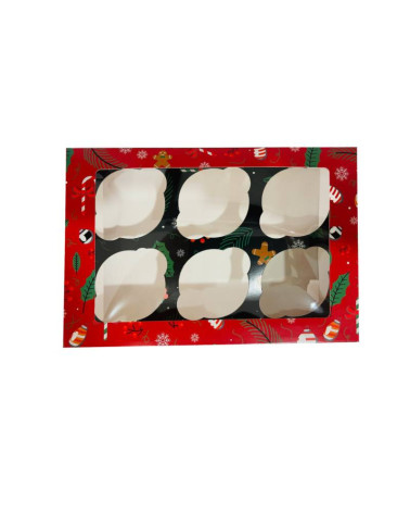 Caja 6 cupcakes Merry Christmas navidad - AZUCREN