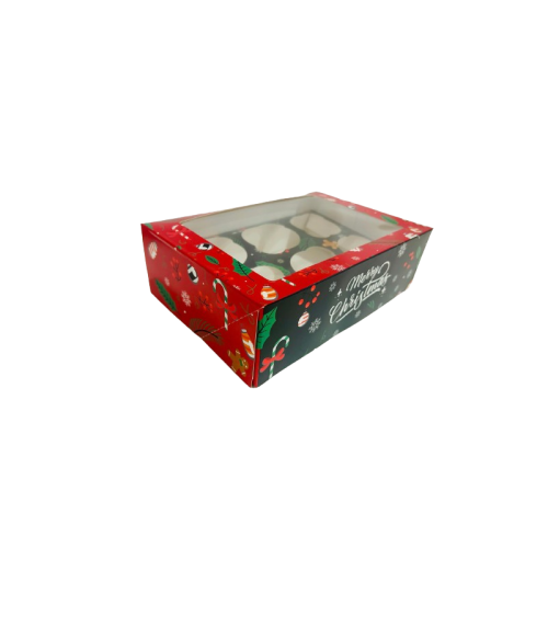 Caja 6 cupcakes Merry Christmas navidad - AZUCREN