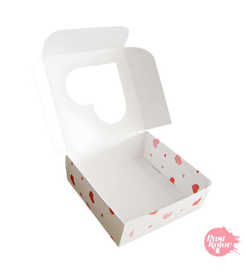 Caja reversible corazones y blanca 10cm - SWEETKOLOR