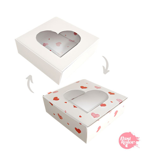 Caja reversible corazones y blanca 10cm - SWEETKOLOR