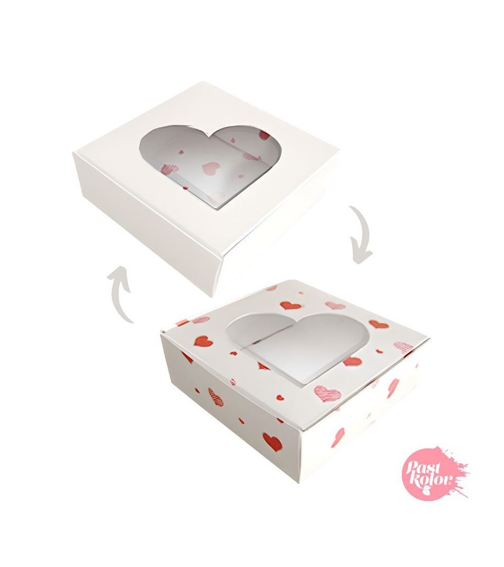 Caja reversible corazones y blanca 10cm - SWEETKOLOR