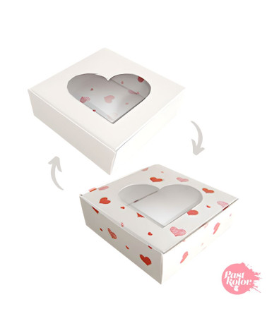 Caja reversible corazones y blanca 10cm - SWEETKOLOR